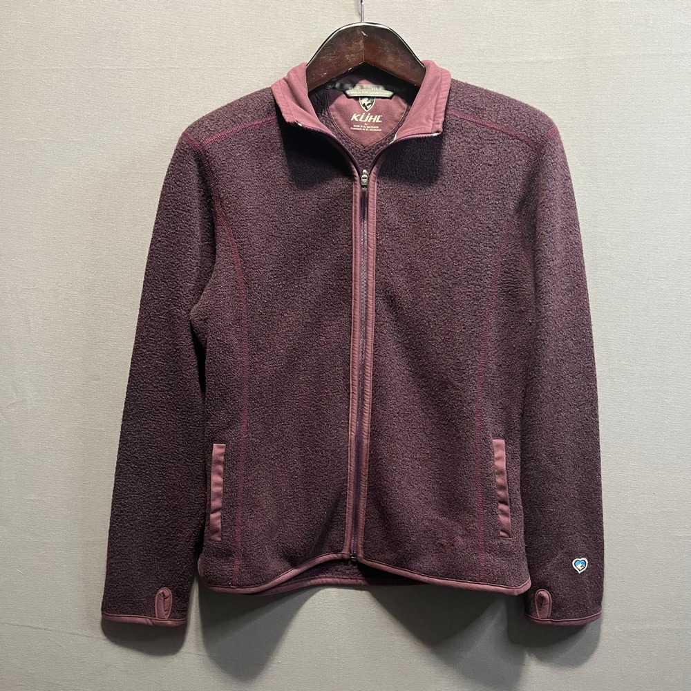 KUHL Alska Full Zip Fleece Jacket Womens Large Plum Purple Thumbhole Hiking L